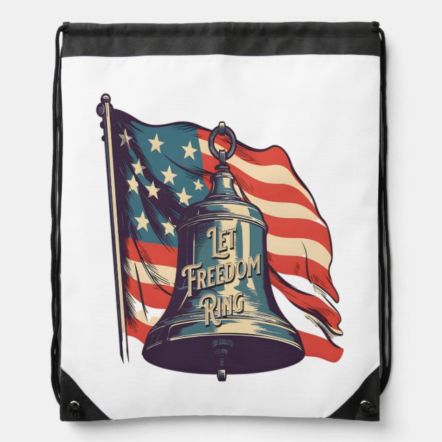 Let Freedom Ring Funny Sloth Drawstring Bag (Front)