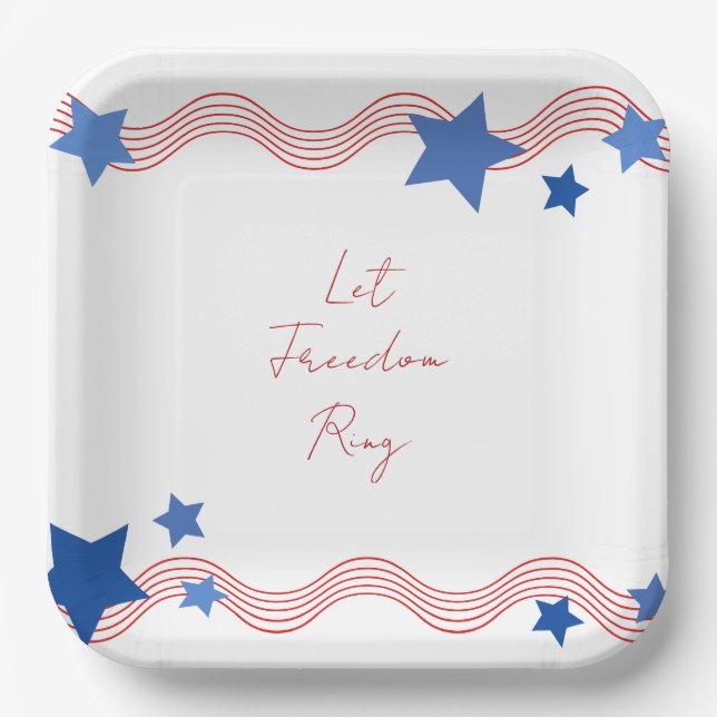 Let Freedom Ring July 4th Party Paper Plates (Front)