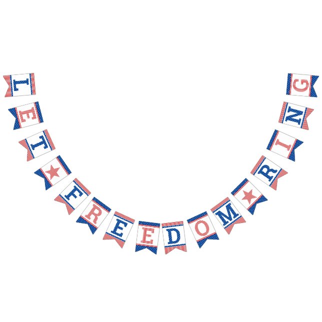 Let Freedom Ring July 4th Red White Blue Bunting Flags (All)