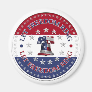 Let Freedom Ring Liberty Bell 13 & 50 Stars round Magnet