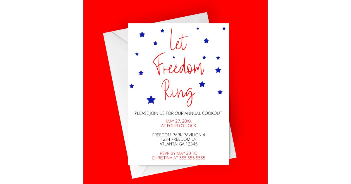 Let Freedom Ring MInimalist Party Invitation | Zazzle