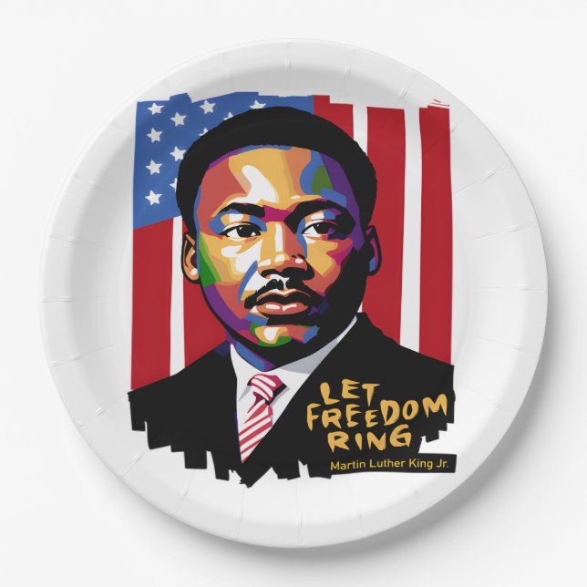 Let Freedom Ring, MLK Quote, Black History Paper Plates (Front)
