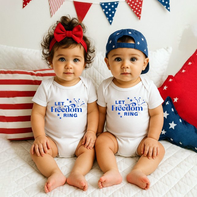 Let Freedom Ring Patriotic Typography Baby Bodysuit (Creator Uploaded)