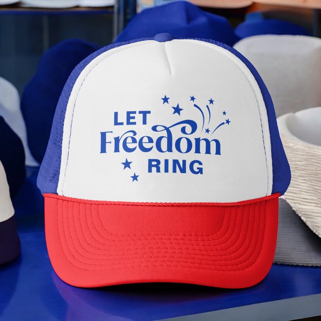 Let Freedom Ring Patriotic Typography Trucker Hat (Creator Uploaded)