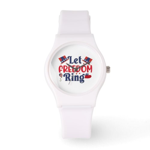 Let Freedom Ring _ Sporty White Silicon Watch