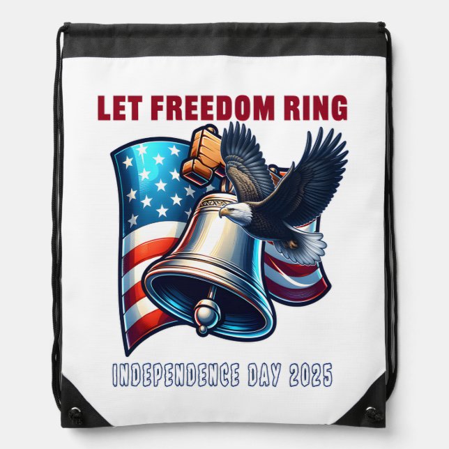 Let Freedom Ring Trending Quote Drawstring Bag (Front)