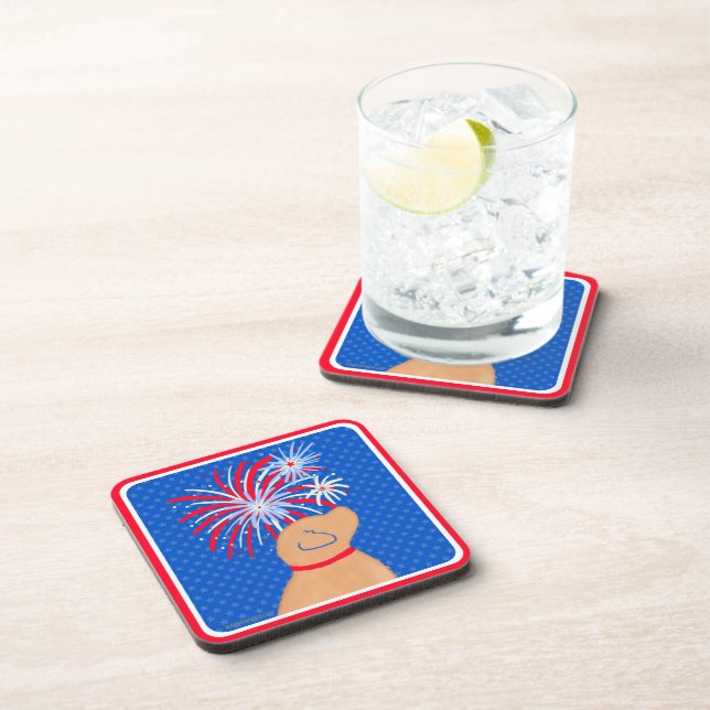 Let Freedom Ring Yellow Dog Coaster Set (Right Side)