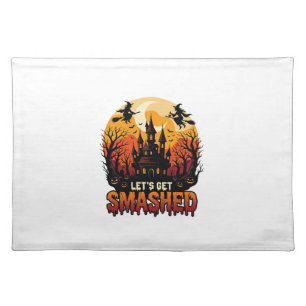 Let Get Smashed Halloween Haunted Castle Witches P Cloth Placemat