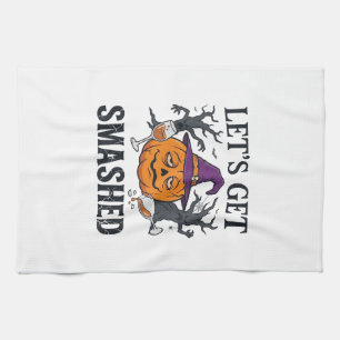 Let Get Smashed Halloween Pumpkin Witch Hat Wine G Kitchen Towel