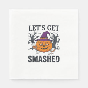 Let Get Smashed Halloween Pumpkin Witch Hat Wine G Napkins