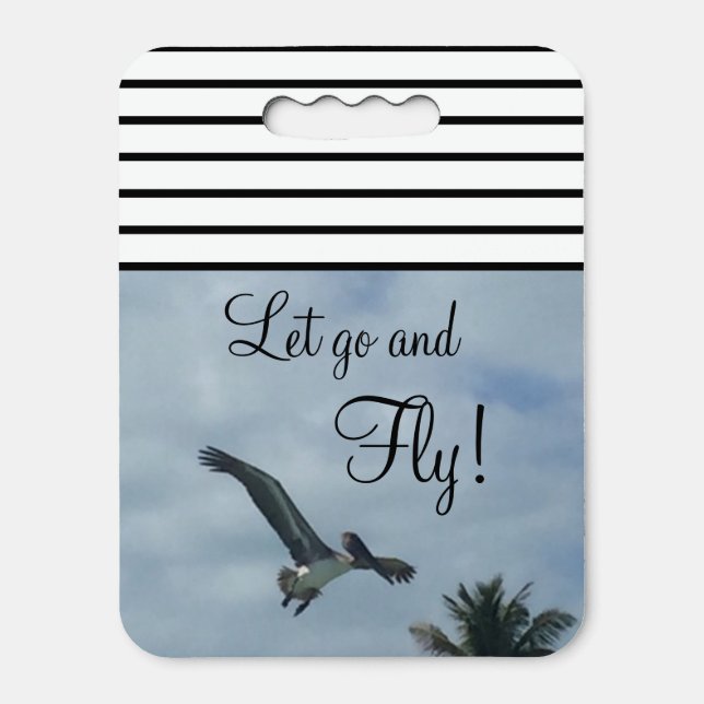 Let Go And Fly Pelican Bird Seat Cushion (Front Vertical)