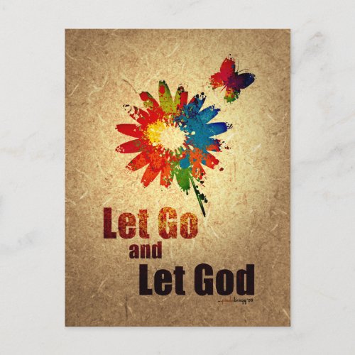 Let Go and Let God 12 step recovery program Postcard