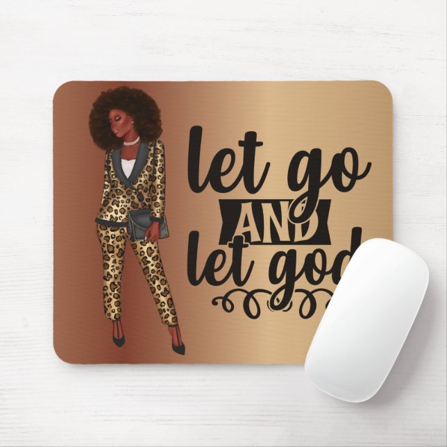 Let Go and Let God Black Woman Mouse Pad (With Mouse)