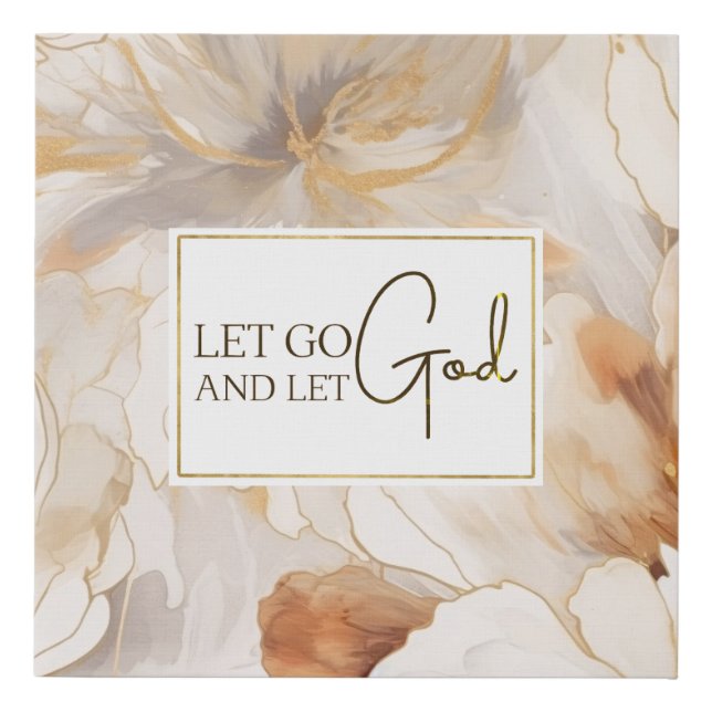 Let Go and Let God Christian Inspirational Quote Faux Canvas Print (Front)