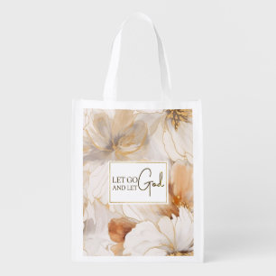 Let Go and Let God Christian Inspirational Quote  Grocery Bag