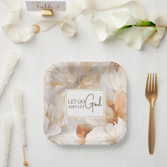 Let Go and Let God Christian Inspirational Quote  Paper Plates (Wedding)