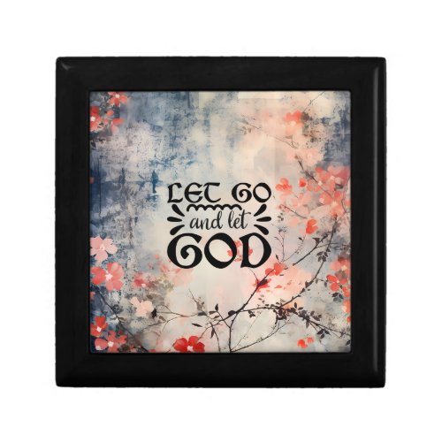 Let Go and Let God Coral Blue Floral Art Christian Gift Box