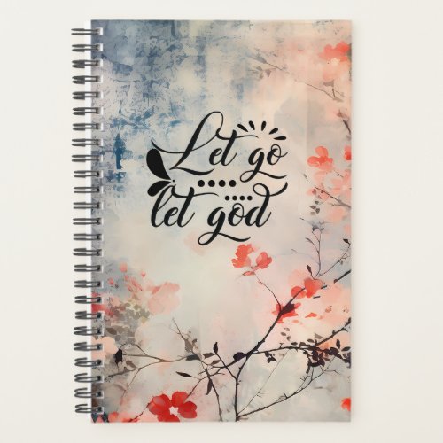 Let Go and Let God Coral Blue Floral Art Christian Planner