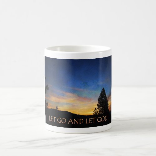 Let Go and Let God Orange Blue Sunrise Coffee Mug