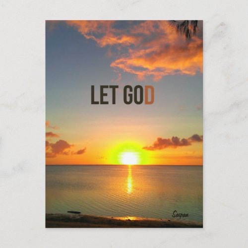 Let Go and Let God Saipan Sunset postcard