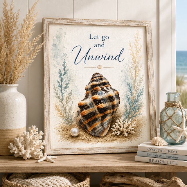 Let Go and Unwind Seashell Bathroom Wall Art (Creator Uploaded)