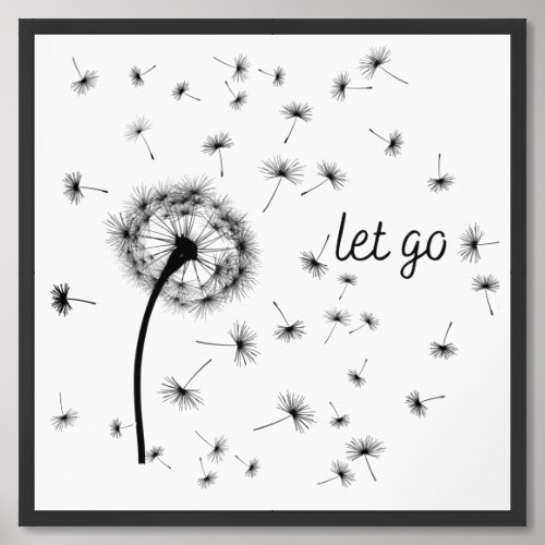 Let go dandelion seed flowing in the wind  framed art