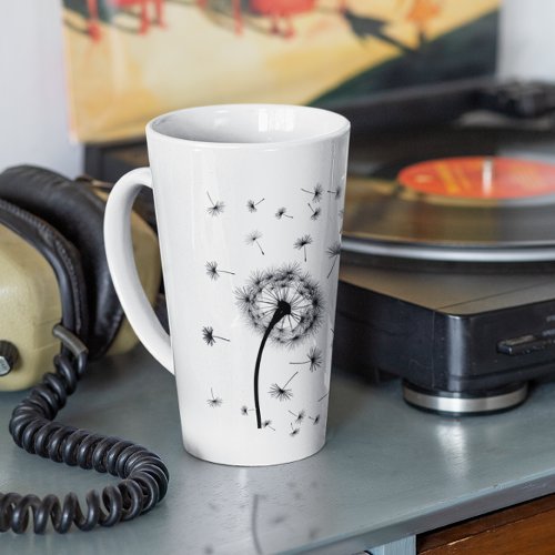Let go dandelion seed flowing in the wind   latte mug