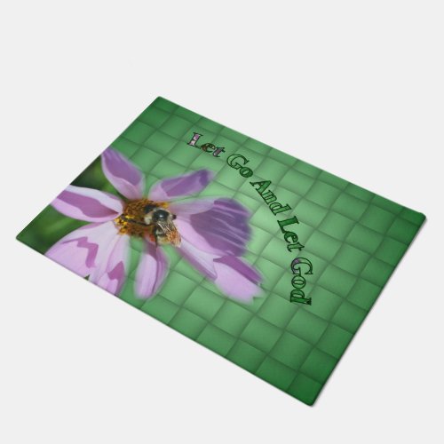 Let Go Let God Bee On Flower Inspirational Doormat