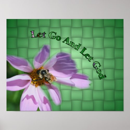 Let Go Let God Bee On Flower Inspirational Poster
