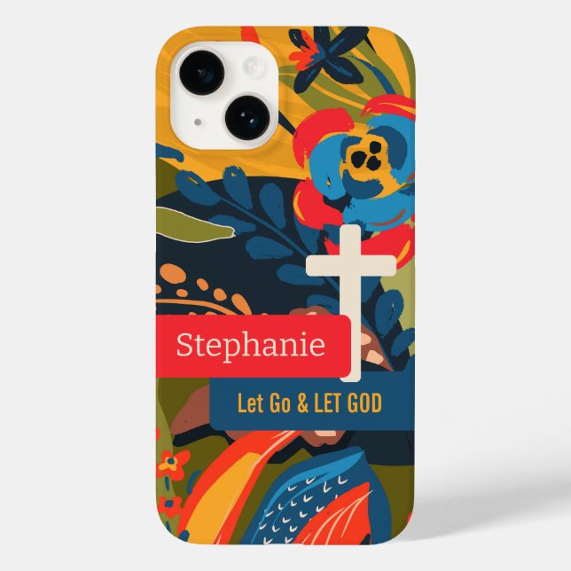 Let Go Let God Bold Abstract Floral Case-Mate iPhone Case (Back)
