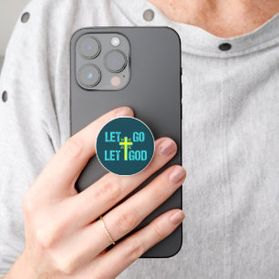 Let Go Let God Christian Cross Inspirational Quote PopSocket