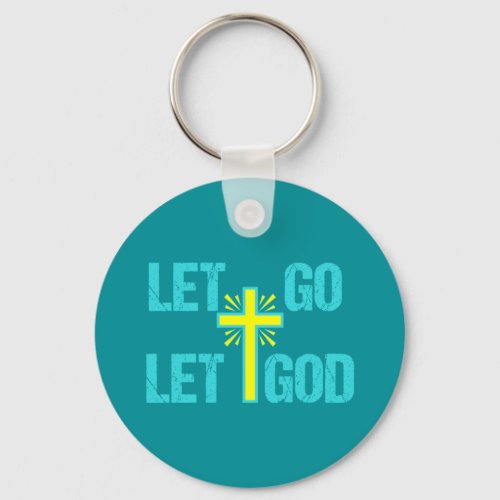 Let Go Let God Cute Christian Cross Keychain