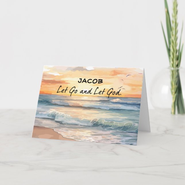 Let Go Let God Ocean Sunset Recovery Support Card (Front)