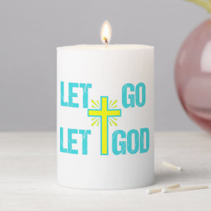 Let Go Let God Pretty Christian Prayer Pillar Candle