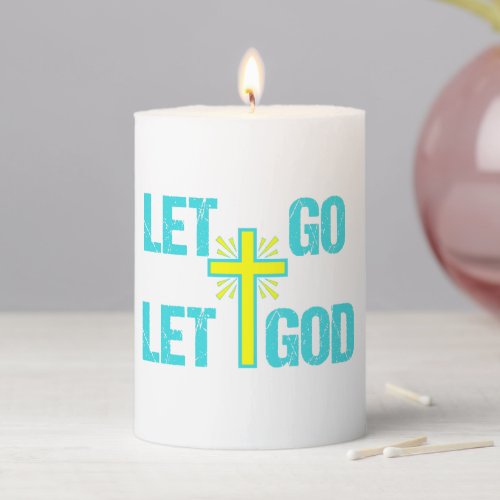 Let Go Let God Pretty Christian Prayer Pillar Candle