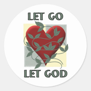 Let Go Let God Recovery Slogan Quote Red Heart Classic Round Sticker