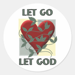 Let Go Let God Recovery Slogan Quote Red Heart Classic Round Sticker