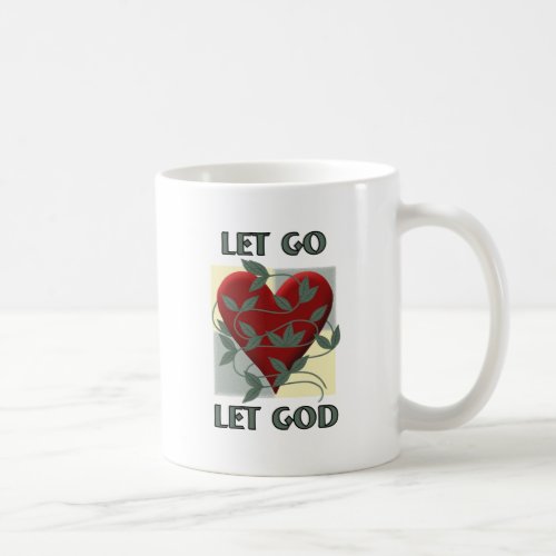 Let Go Let God Recovery Slogan Quote Red Heart Coffee Mug