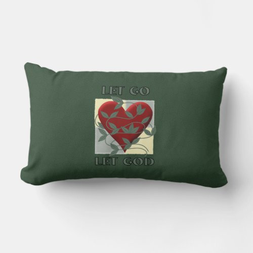 Let Go Let God Recovery Slogan Quote Red Heart Lumbar Pillow