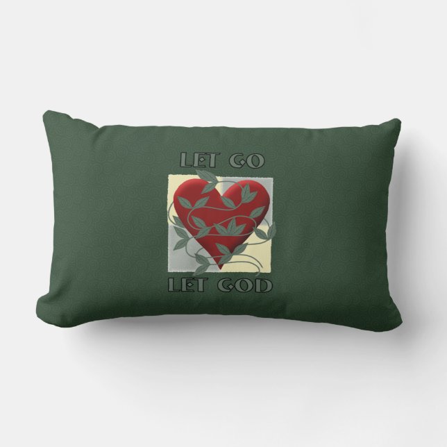 Let Go Let God Recovery Slogan Quote Red Heart Lumbar Pillow (Front)