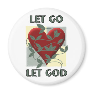 Let Go Let God Recovery Slogan Quote Red Heart Magnet