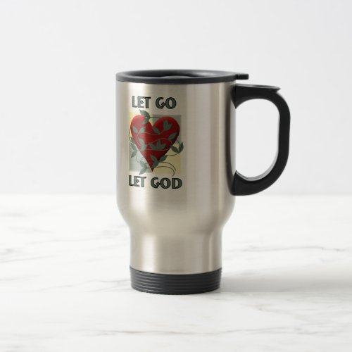 Let Go Let God Recovery Slogan Quote Red Heart Travel Mug