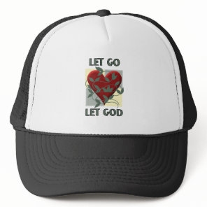 Let Go Let God Recovery Slogan Quote Red Heart Trucker Hat