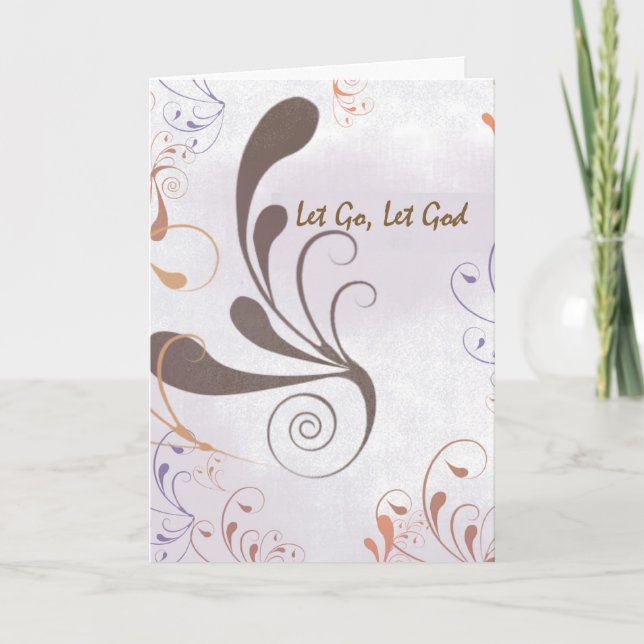 Let Go, Let God Swirls Recovery Anniversary Card (Front)