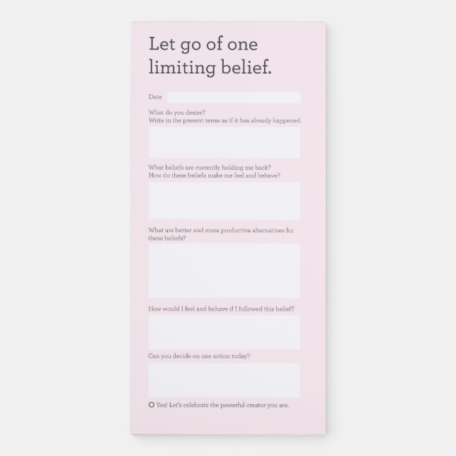 Let go of one limiting belief magnetic notepad (Front)