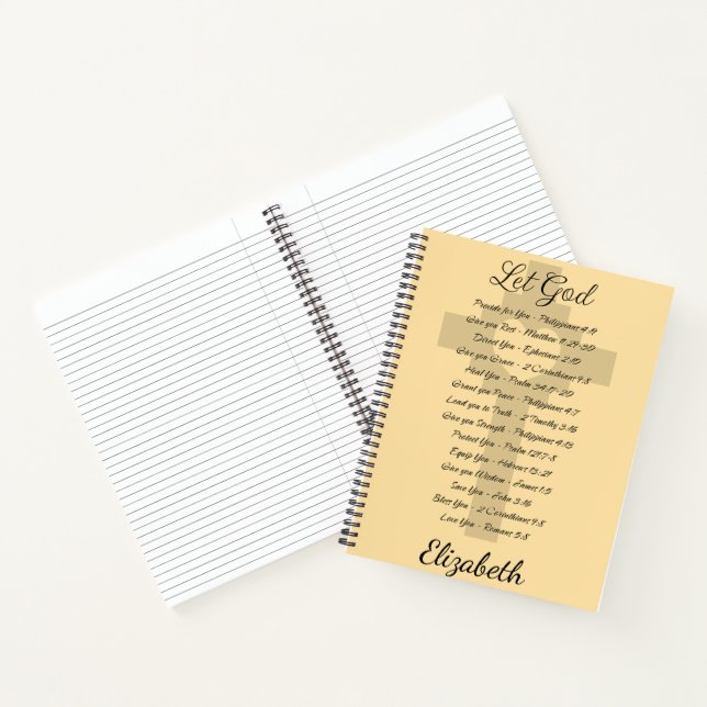 Let God scripture inspiration, personalized Notebook (Inside)