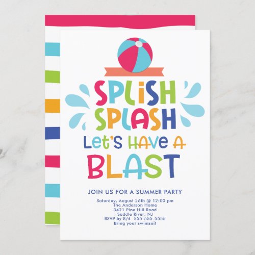 Let Have A Blast Pool Party Invitation