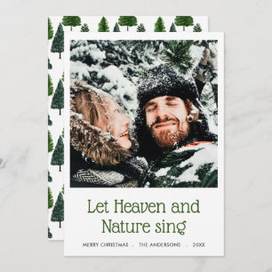 Let Heaven And Nature Sing   Christmas Tree Photo Holiday Card