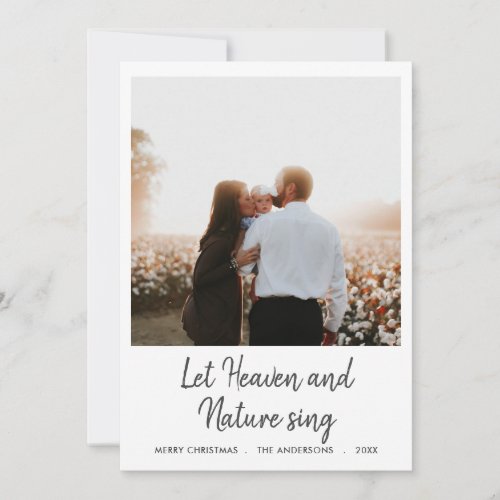 Let Heaven And Nature Sing Script Christmas Photo Holiday Card