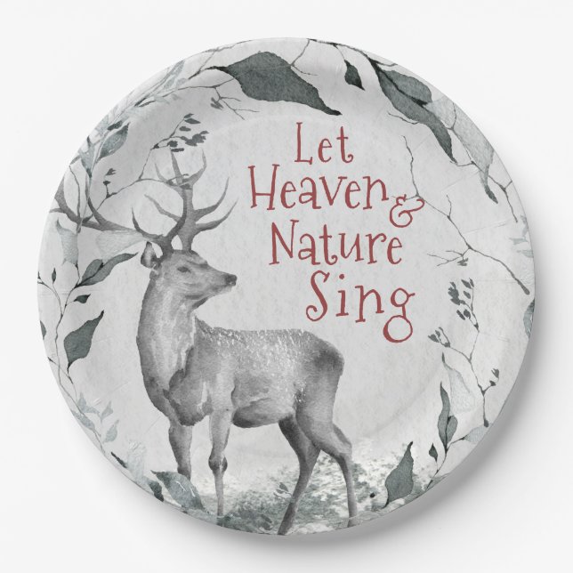 Let Heaven & Nature Sing, Christmas Carol Paper Plates (Front)